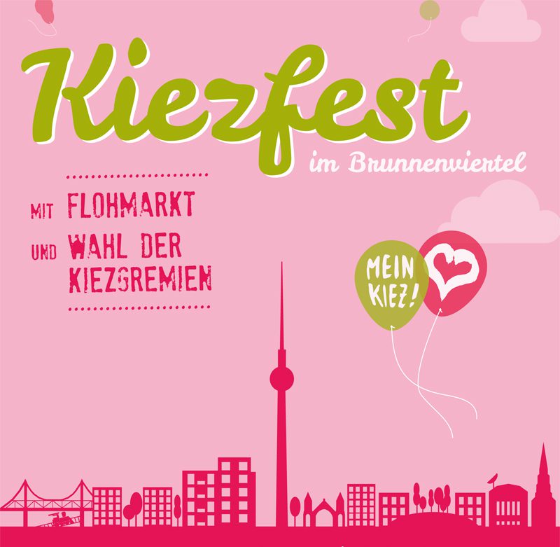 Plakat für das Kiezfest im Brunnenviertel.