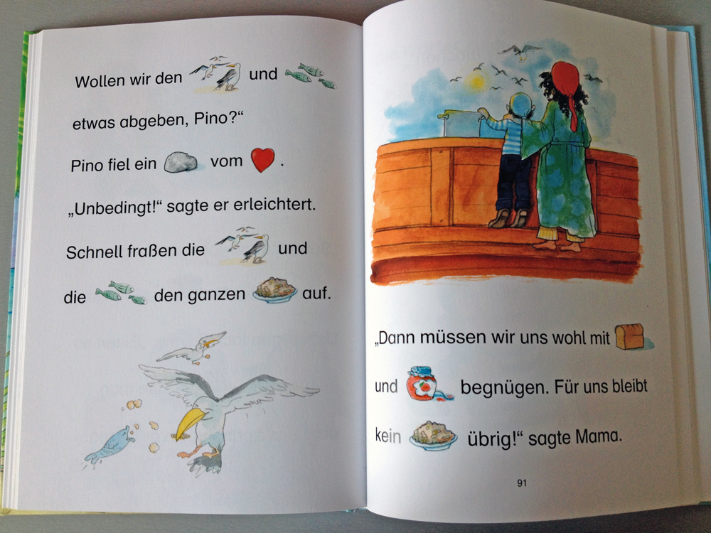 Wörter und Bilder wechseln sich in Konstantins Lieblingsbuch ab.
Foto: Stephanie Esser