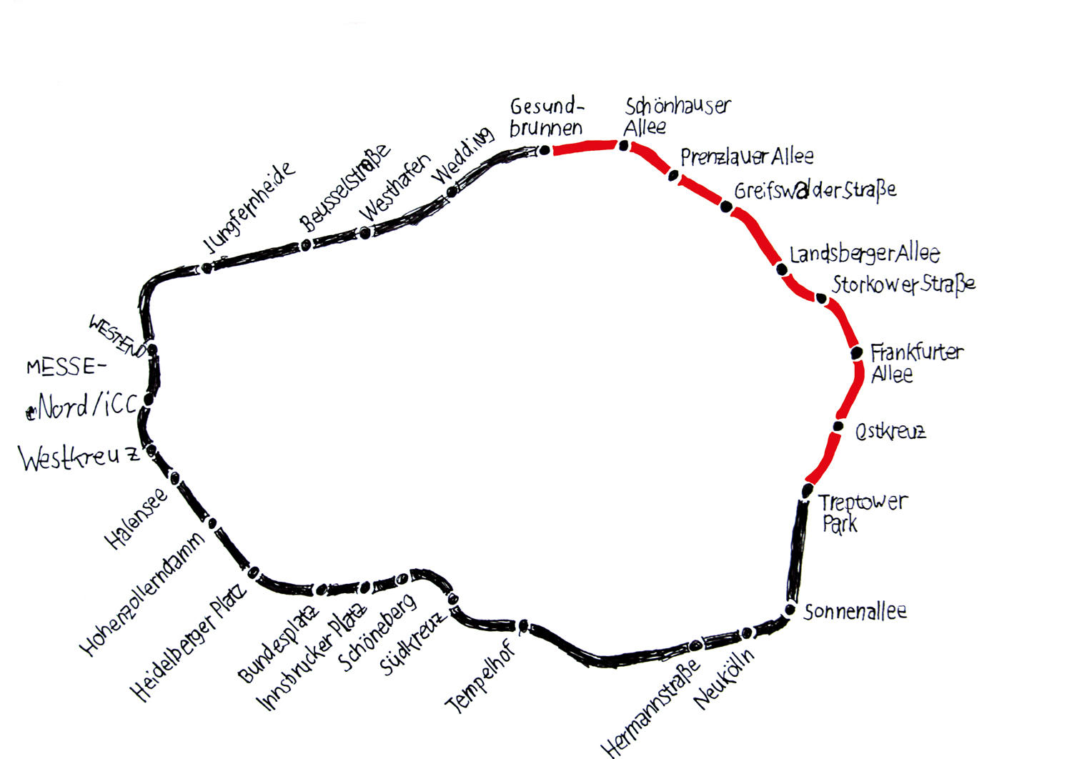 Der S-Bahn-Ring in Berlin. Zeichnung: Jakob Hensel