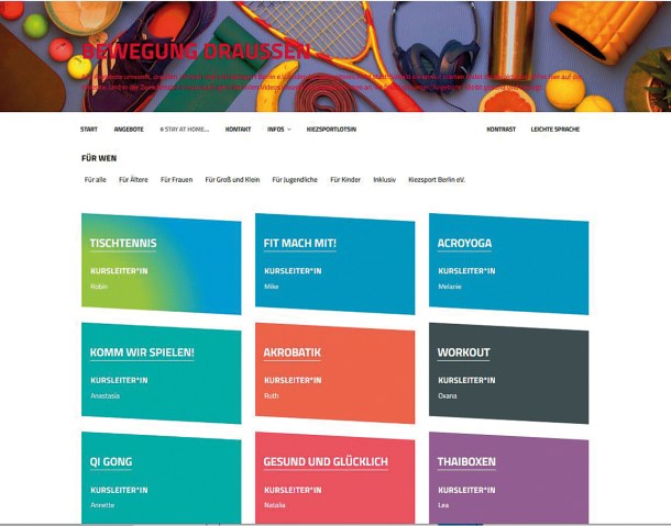 Screenshot der Seite www.bewegung-draussen.de