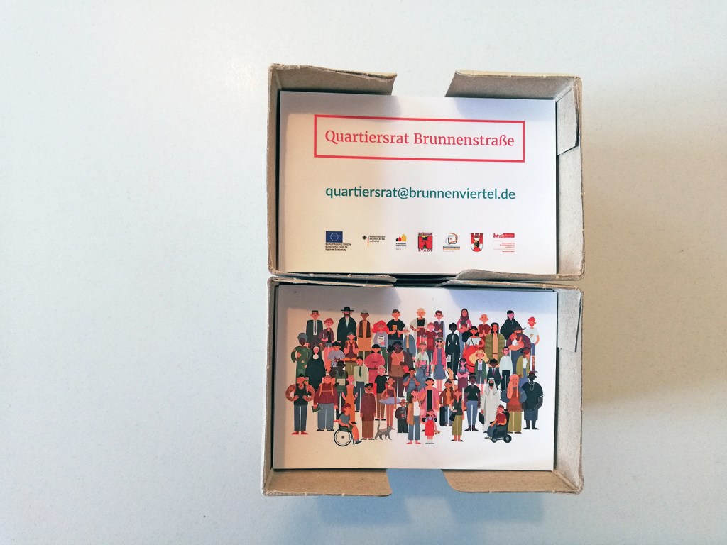 Alle zusammen für den Kiez: Visitenkarten der Quartiersratsmitglieder im Brunnenviertel.