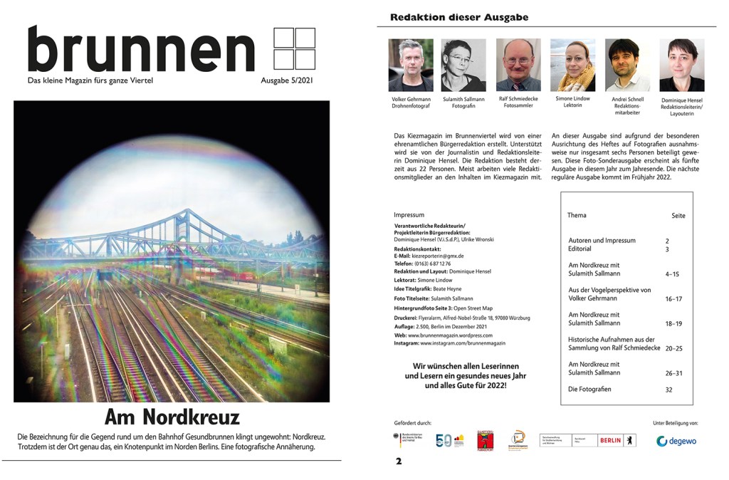 Das Cover und die zweite Seite des Kiezmagazins "Am Nordkreuz".