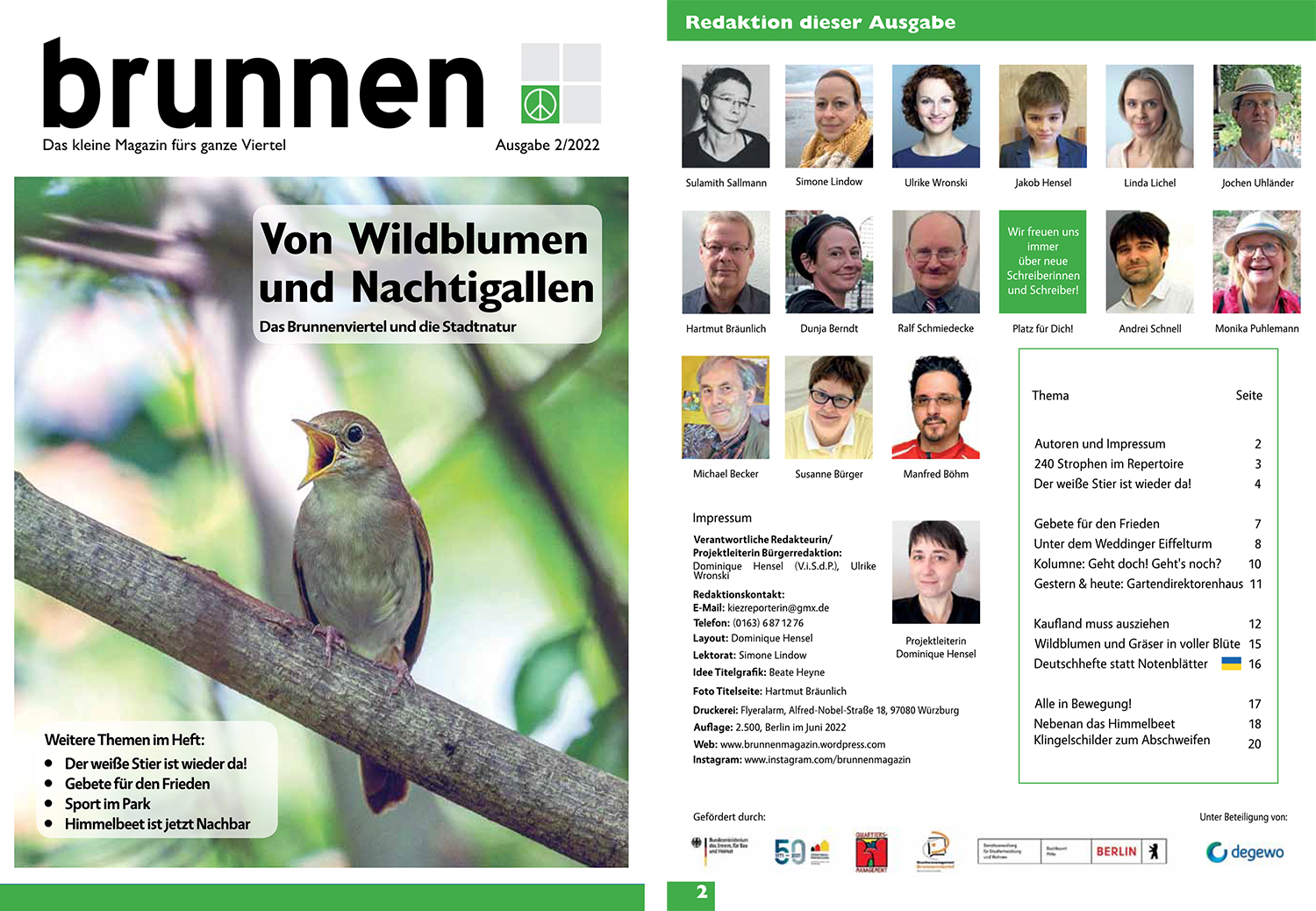Neues Kiezmagazin: Von Wildblumen und Nachtigallen