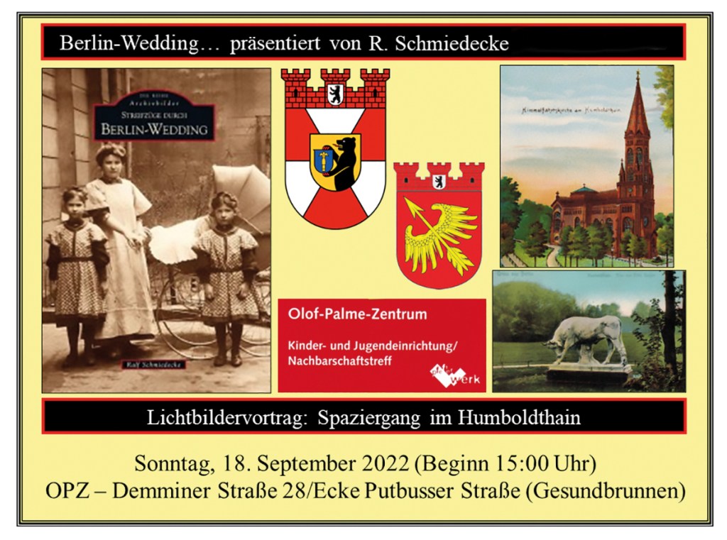Plakat für den Lichtbildervortrag "Spaziergang durch den Humboldthain"