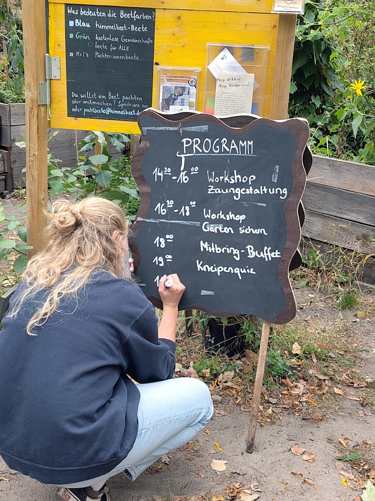 Das Programm des Gartenfests für Gemeinschaftsgärtner:innen im Himmelbeet. Foto: Hensel