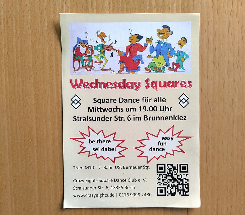Flyer mit Informationen zum Square Dance im Brunnenviertel