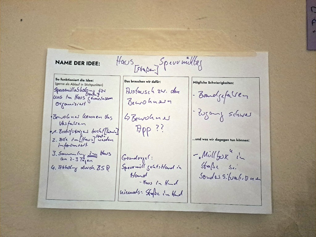 Lösungsideen wurden an die Wand gepinnt. Foto: Schnell