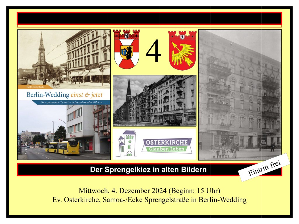 Plakat für das 4. Adventstürchen: Ein Lichtbildvortrag mit historischen Ansichten. Grafik: Ralf Schmiedecke