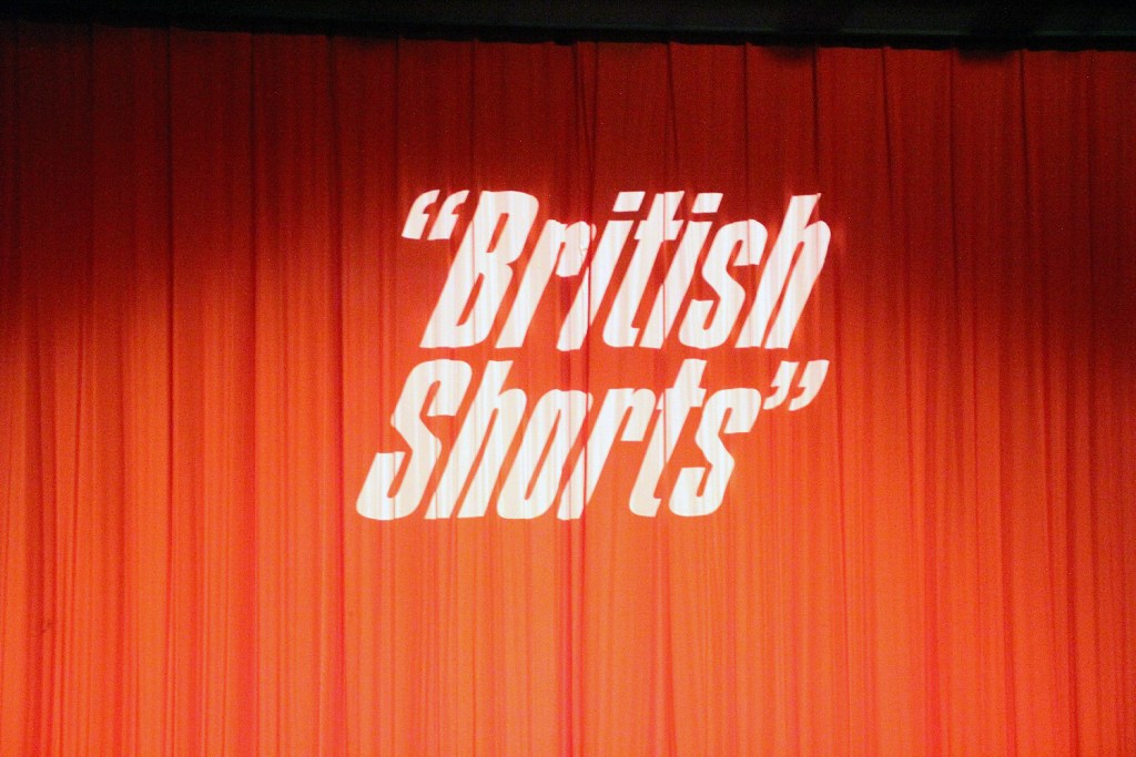 British Shorts: Der Festivaltitel auf dem Kinovorhang im City Kino. Foto: Hensel