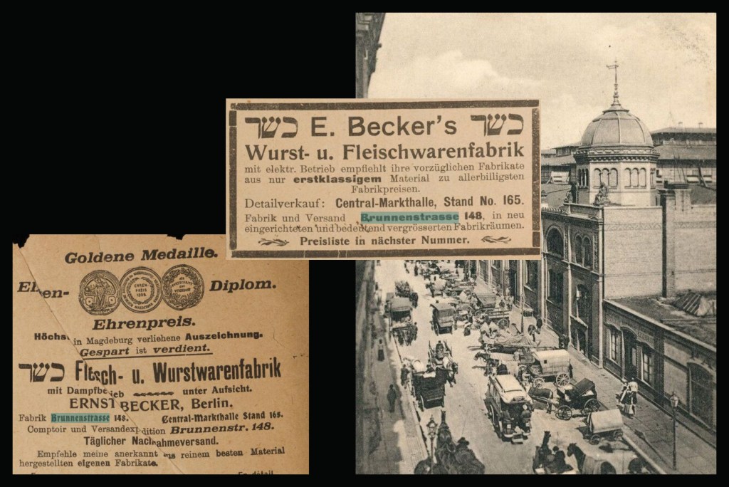Foto und Geschäftsanzeigen aus der Brunnenstraße. Foto: Wikipedia, Collage: Carsten Schmidt