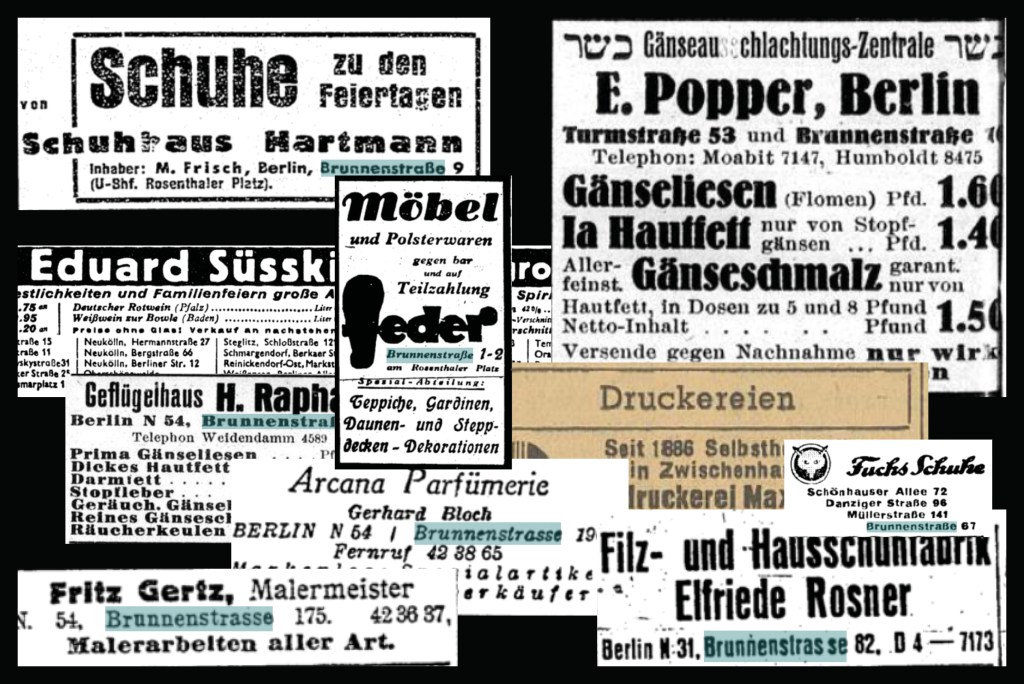 Anzeigen von jüdischen Geschäften. Collage: Carsten Schmidt