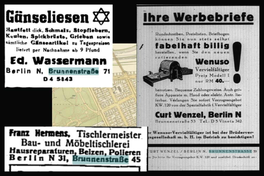 Anzeigen von jüdischen Geschäften  1930. Collage: Carsten Schmidt