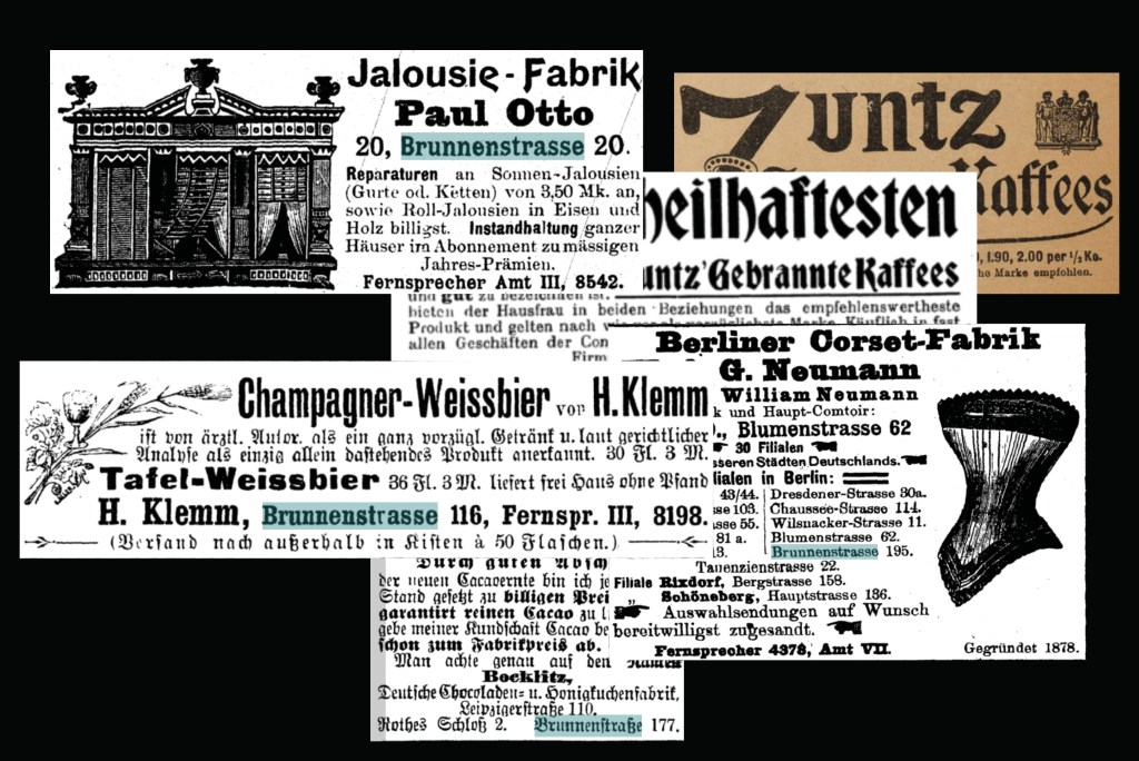 Anzeigen von jüdischen Geschäften  1890. Collage: Carsten Schmidt