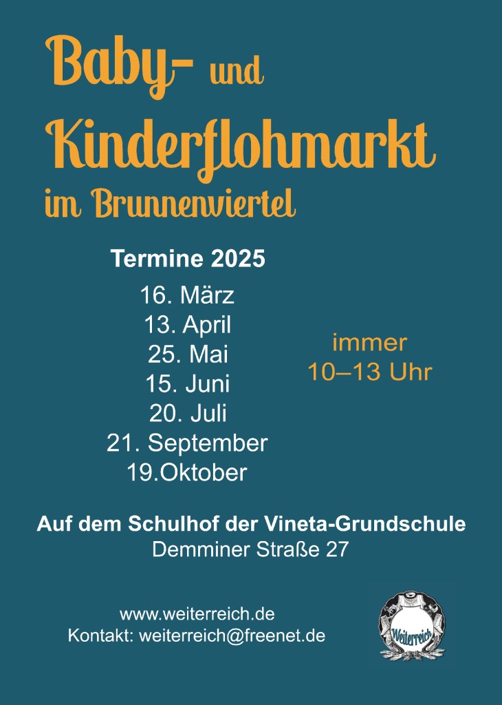 Plakat mit den Terminen des Weiterreich-Markts 2025. Repro: Brunnenmagazin