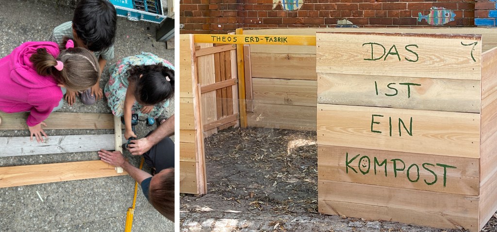 Kinder haben in einem Projekt einen Kompost gebaut. Foto: privat