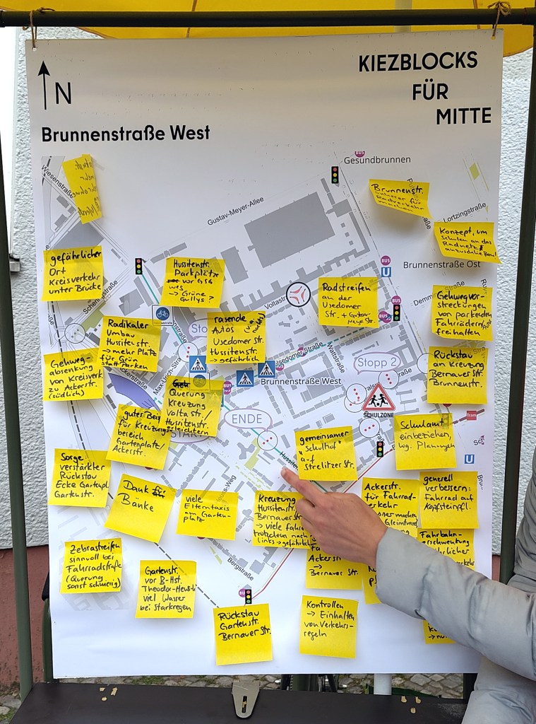 Kiezblock-Plan mit Anmerkungen der Anwohner