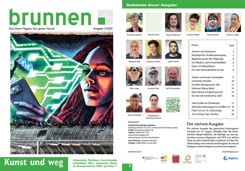 Die Titelseite und die zweite Seite des Kiezmagazins, Nummer 43.