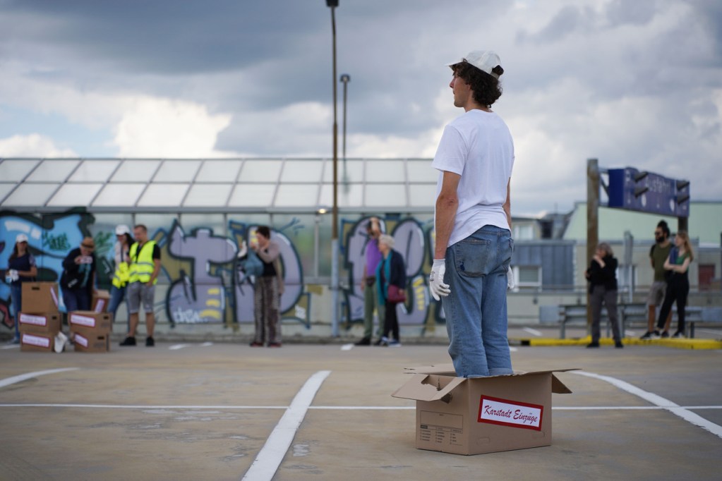 Bei der Aktion auf dem Karstadt-Dach. Foto: Johannes Rau
