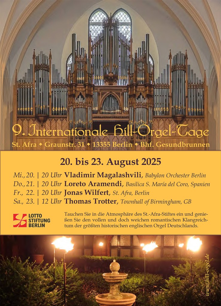 Plakat mit Hinweis auf die 9. Hill-Orgel-Tage. Grafik: Institut Philipp Neri