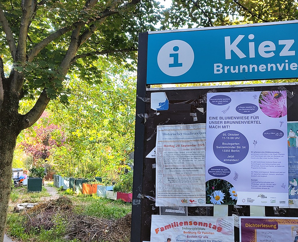 Ein Plakat am Boulegarten weist auf die Aktion hin. Foto: Hensel