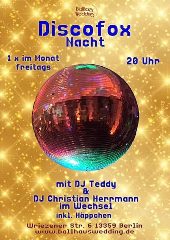 Plakat für die Discofox-Nacht im Ballhaus Wedding. Foto: Veranstalter