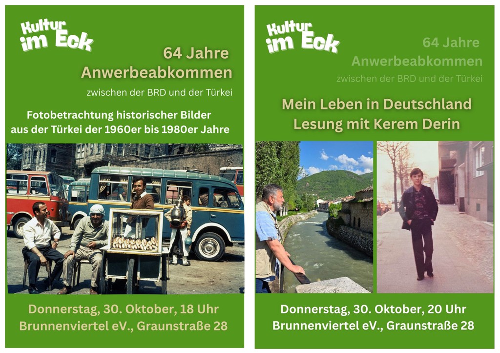Beim türkischen Abend beim Brunnenviertel e.V. gibt es zwei Veranstaltungen hintereinander. Grafik: Brunnenviertel e.V.