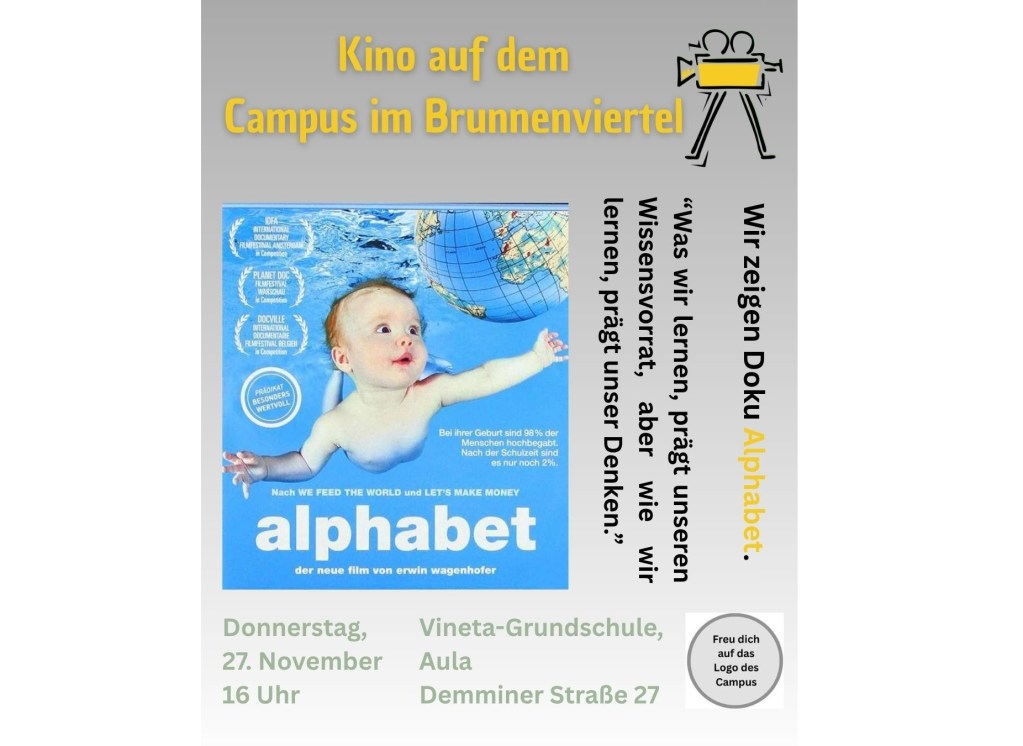 Flyer für den ersten Film der Reihe im neuen Campus im Brunnenviertel