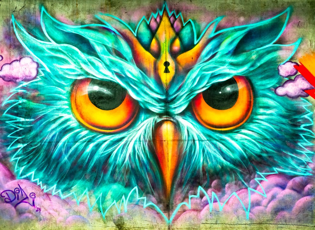 Street Art von Dizi im Kaufland-Parkhaus am Gesundbrunnen im April 2025. Foto: Sulamith Sallmann