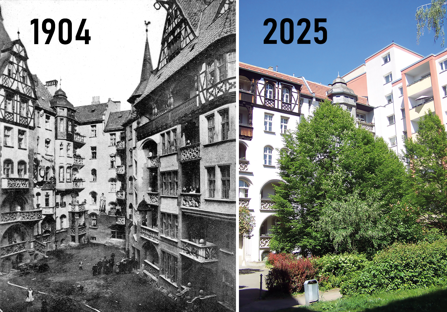 Gestern und heute: Deutsche Höfe Berlin und Versöhnungs-Privatstraße