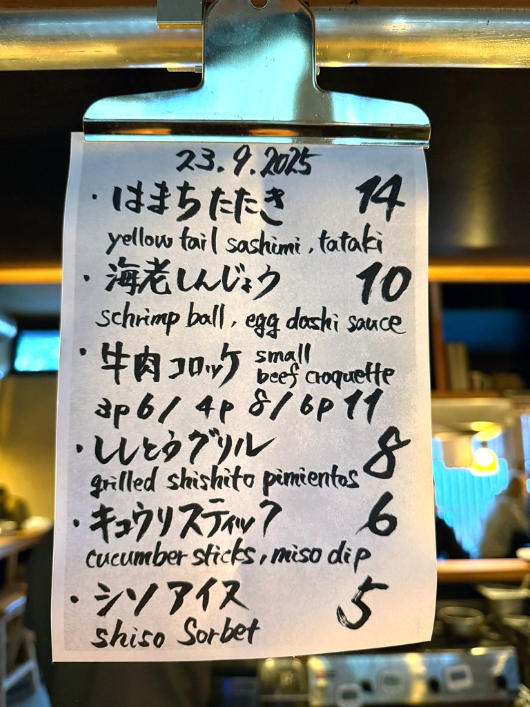 Tageskarte im Niko Izakaya