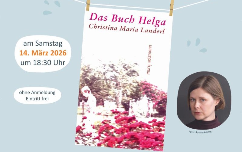 Plakat für die Lesung mit Christina Maria Landerl. Grafik: Waschküche