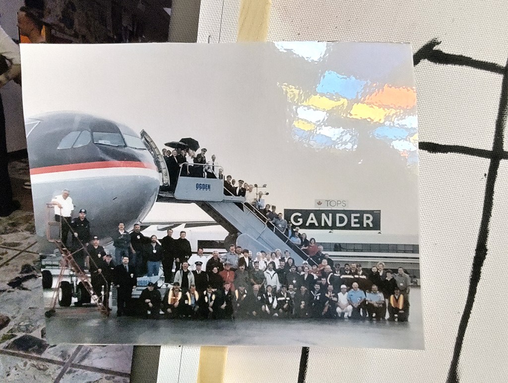 Ein Foto von tatsächlich im neufundländischen Gander gestrandeten Passagieren. Foto: Hensel