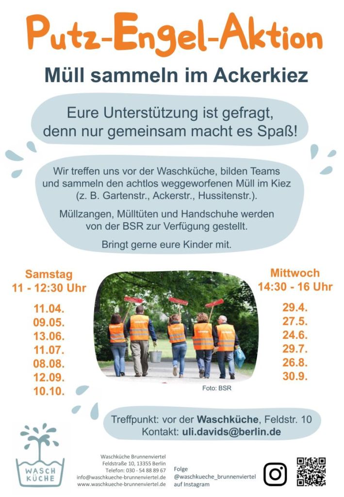 Plakat mit den Terminen der Putzengel-Aktionen 2026. Foto: Waschküche