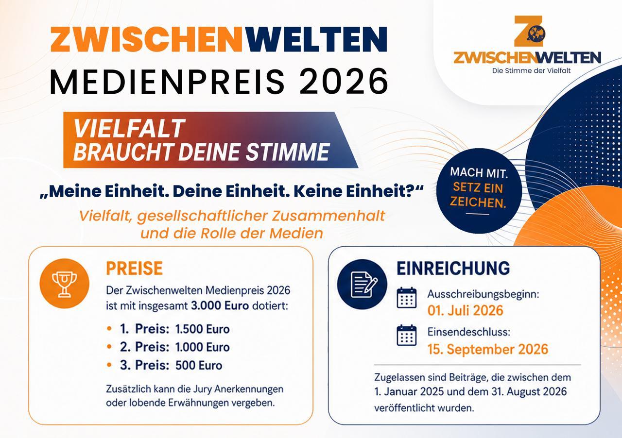 Zwischenwelten Medienpreis 2026: Geschichten für mehr Zusammenhalt