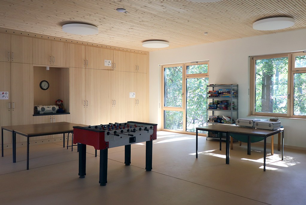 Blick in das neue Haus des Abenteuerspielplatzes