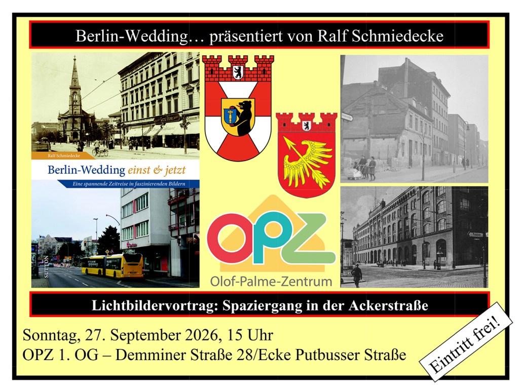 Plakat für den Lichtbildvortrag "Spaziergang in der Ackerstraße"